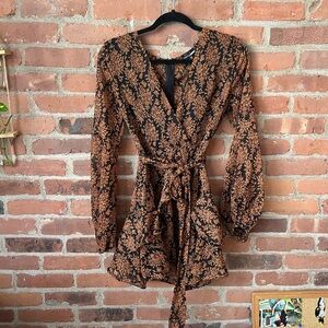 Fashion Nova Black and Brown Floral Dress